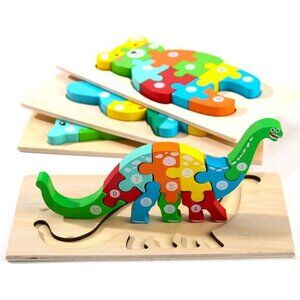 Montessori Mama Wooden Toddler Puzzles for Kids Ages 2-4, Montessori Toys